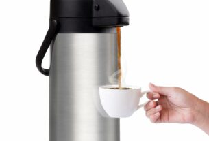 85 oz (2.5L) Coffee Carafe with Pump, Insulated Stainless Steel Coffee Dispenser, Coffee Carafes for Keeping Hot/Cold, Hot Beverage Dispenser for Party