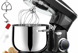 9.5 Qt Stand Mixer, 10-Speed Tilt-Head Food Mixer, Vezzio 660W Kitchen Electric Mixer with Stainless Steel Bowl, Dishwasher-Safe Attachments for Most Home Cooks (Black)