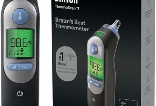 Braun ThermoScan 7 – Digital Ear Thermometer for Kids, Babies, Toddlers and Adults – Fast, Gentle, and Accurate Results in 2 Seconds - Black, IRT6520