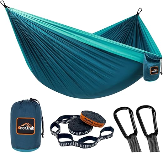 Camping Hammock, Super Lightweight Portable Parachute Hammock with Two Tree Straps Single or Double Nylon Travel Tree Hammocks for Camping Backpacking Hiking