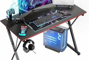 CubiCubi Gaming Desk 32 Inch PC Computer Desk, Home Office Desk Table Gamer Workstation, Simple Game Table, Black