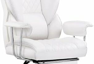 GTRACING Gaming Chair,Office Chair with Pocket Spring Lumbar Support, Ergonomic Comfortable Wide Office Desk Computer Chair with Outward Fixed Soft Armrests and Footrest (PU Leather, White)