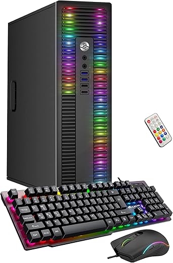 HP ProDesk Desktop RGB Lights Computer Intel Core i5 4570 3.2 GHz 8GB RAM 256GB SSD Win 10 Pro WiFi, Gaming PC Keyboard, Mouse(Renewed)