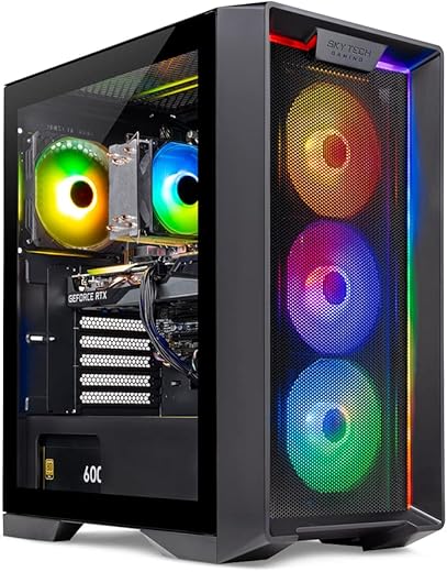 Skytech Gaming Nebula Gaming PC Desktop – Intel Core i5 13400F 2.5 GHz, NVIDIA RTX 4060, 1TB NVME SSD, 16GB DDR4 RAM 3200, 600W Gold PSU, 11AC Wi-Fi, Windows 11 Home 64-bit,Black