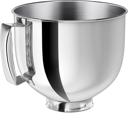 Stainless Steel Mixer bowl Fit for KitchenAid Artisan&Classic Series 4.5-5 QT Tilt-Head Mixer, 5 Quart Mixing Bowl with Handle.