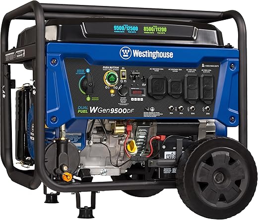 Westinghouse 12500 Watt Dual Fuel Home Backup Portable Generator, Remote Electric Start, Transfer Switch Ready, Gas and Propane Powered